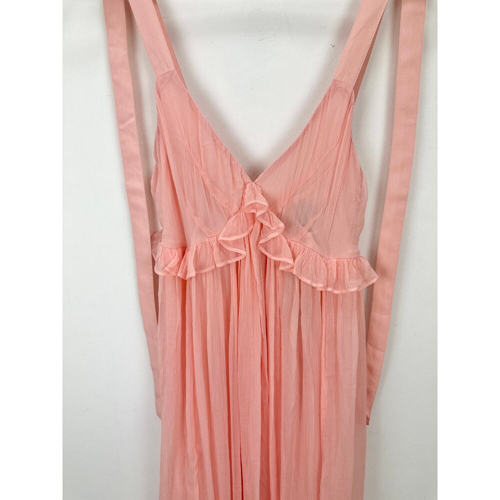 J.Crew Collection Ruffle Trim Midi Dress Crinkle Cupro Blushed Peach US 2 NWT - Picture 8 of 14